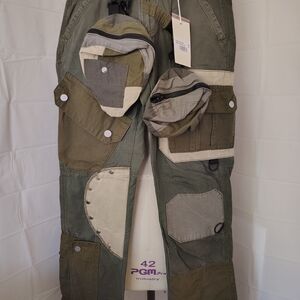 MNML Patchwork Cargo Pants - Olive and Cream